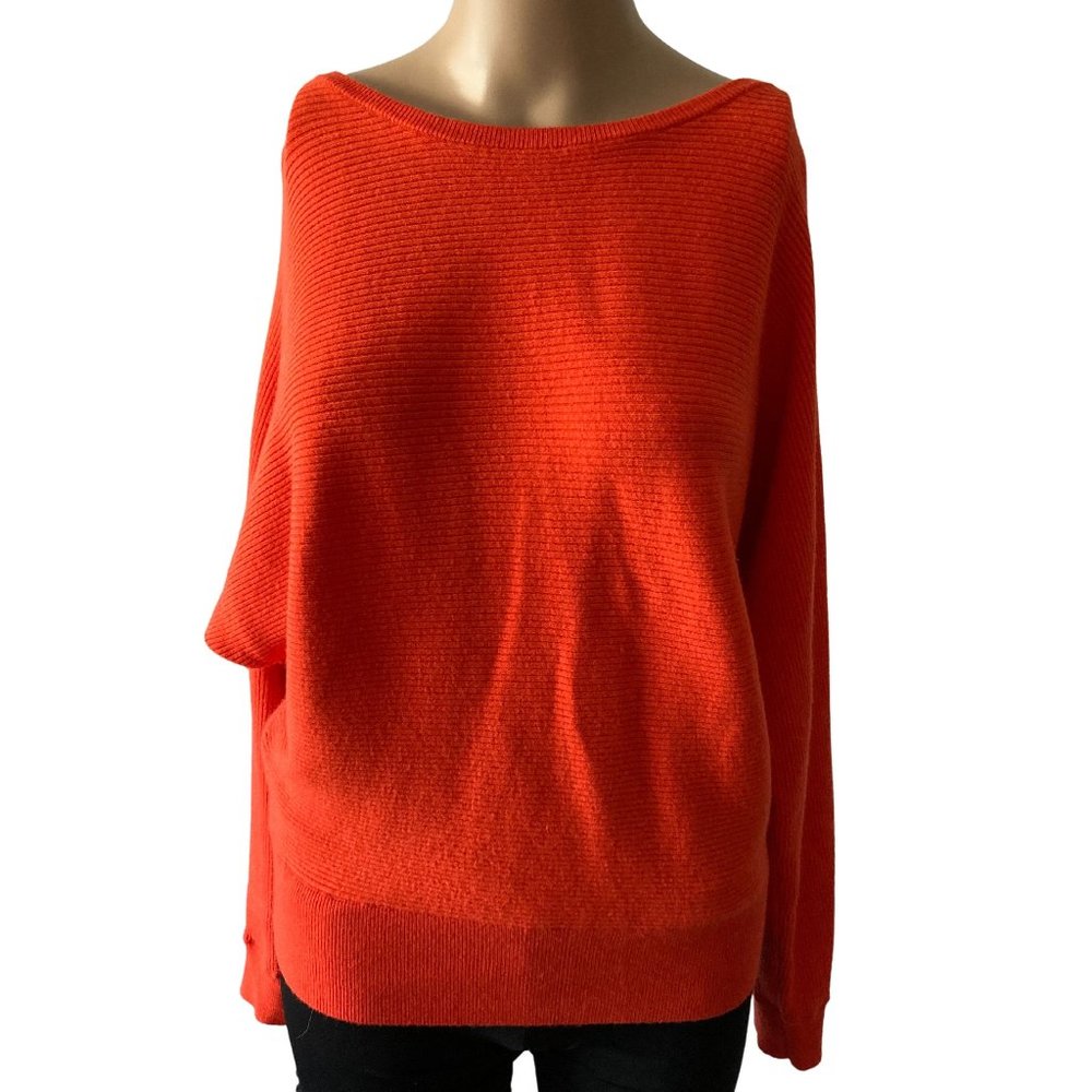 Express Orange Ribbed Boat Neck M Sweater